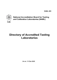 (NABL) Directory of Accredited Testing Laboratories