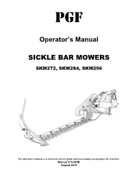Operator's Manual SICKLE BAR MOWERS