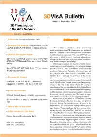 3Dvisa Bulletin Issue 3, September 2007 3D Visualisation in the Arts Network
