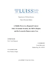 A Middle Power in a Regional Context: Italy's Economic Security, The