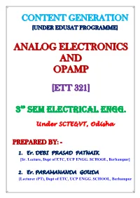 Analog Electronics and Opamp