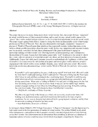 Being in the World (Of Warcraft): Raiding, Realism, and Knowledge Production in a Massively Multiplayer Online Game