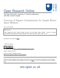 Concerns of Organic Contamination for Sample Return Space Missions