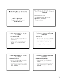 Evaluating Survey Questions Question