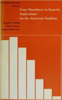 From Abundance to Scarcity Implications for the American Tradition Kenneth E