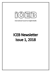 ICEB Newsletter Issue 1, December 2018