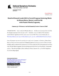 Manfred Honeck Leads NSO in Varied Program Featuring Music by Mason Bates, Mozart, and Dvořák with Pianist Nikolai Lugansky