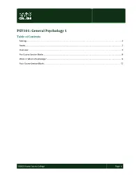 PSY101: General Psychology 1 Table of Contents Settings