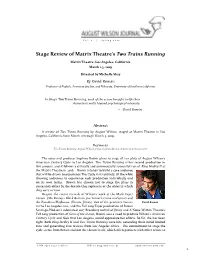 Stage Review of Matrix Theatre's Two Trains Running