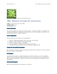 CBD: Weeding Through the Controversy