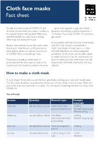 Cloth Face Masks Fact Sheet