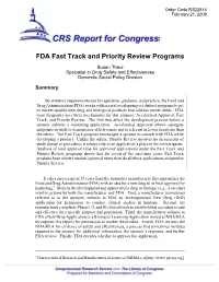FDA Fast Track and Priority Review Programs