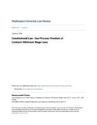 Freedom of Contract—Minimum Wage Laws