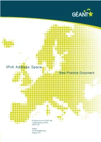 Ipv6 Address Space Best Practice Document