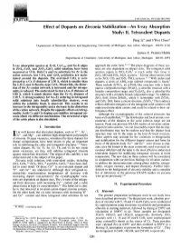 Effect of Dopants on Zirconia Stabilization—An X-Ray Absorption