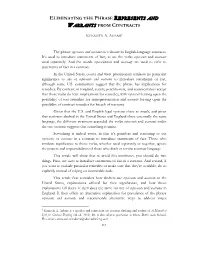 Eliminating the Phrase Represents and Warrants from Contracts