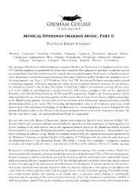 Musical Openings (Making Music, Part 1)