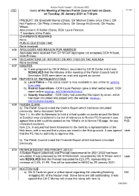Notes of the Meeting of Nocton Parish Council Held Via Zoom, on Tuesday, 26 January 2021 at 7:00 Pm