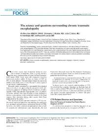 Science and Questions Surrounding Chronic Traumatic Encephalopathy