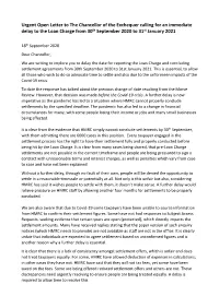 Urgent Open Letter to the Chancellor Calling for a Delay to the Loan
