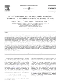 Estimation of Genotype Error Rate Using Samples with Pedigree Information—An Application on the Genechip Mapping 10K Array