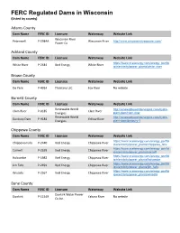 List of All FERC Regulated Dams in Wisconsin And