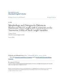 Morphologic and Ontogenetic Patterns in Elasmosaur Neck Length, with Comments on the Taxonomic Utility of Neck Length Variables F
