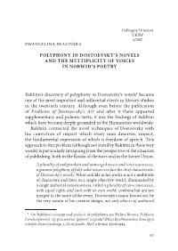 Polyphony in Dostoevsky's NOVELS and the Multiplicity