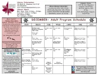 Adult Program Schedule