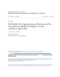 Dod6420.1-R, Organization and Functions of the Armed Forces Medical Intelligence Center (AFMIC), April 1986 U.S
