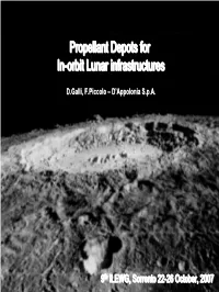 Propellant Depots for In-Orbit Lunar Infrastructures