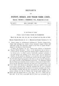 REPORTS PATENT, DESIGN, and TRADE MARK Casesr