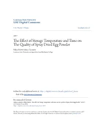 The Effect of Storage Temperature and Time on the Quality of Spray Dried Egg Powder" (2017)