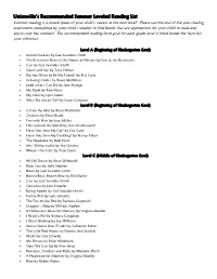 Unionville's Recommended Summer Leveled Reading List