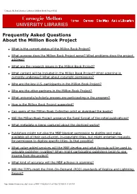 Frequently Asked Questions About the Million Book Project