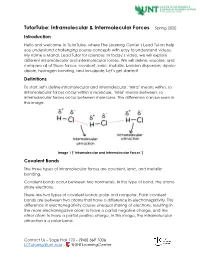 Intramolecular & Intermolecular Forces