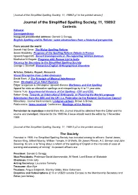 [Journal of the Simplified Spelling Society, 11, 1989/2 P1 in the Printed Version]