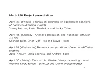 Math 490 Project Presentations April 23 (Friday) Bifurcation Diagrams Of