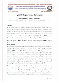 Quality Improvement Techniques