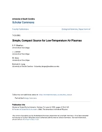 Simple, Compact Source for Low-Temperature Air Plasmas