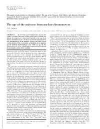 The Age of the Universe from Nuclear Chronometers