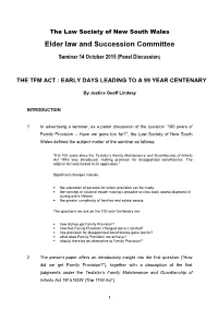 The Tfm Act : Early Days Leading to a 99 Year Centenary