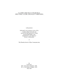 U.S. Public Diplomacy Toward Iran: Structures, Actors, and Policy Communities