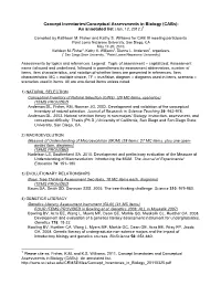 Concept Inventories/Conceptual Assessments in Biology (Cabs): an Annotated List (Jan