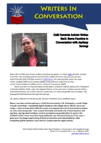 Dalit Feminist Activist Writes Back: Bama Faustina in Conversation with Jaydeep Sarangi