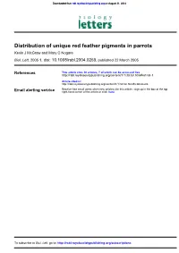 Distribution of Unique Red Feather Pigments in Parrots