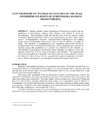 Electrophoretic Studies on Enzymes of the Snail Intermediate Hosts of Schistosoma Mansoni from Ethiopia