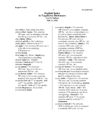 English Index to Tagabawa Dictionary Carl D