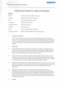 Nomination Committee: Terms of Reference