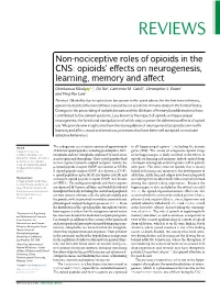 Opioids' Effects on Neurogenesis, Learning, Memory